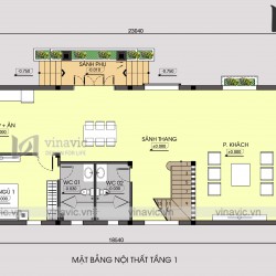 Mẫu thiết kế nhà 2 tầng 120m2 3 phòng ngủ mặt tiền 7m BT1681