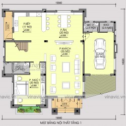Nhà vuông 300m2 3 phòng ngủ 2 tầng mặt tiền 15m ở Sơn La BT1901