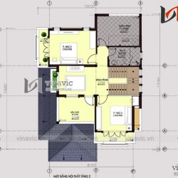 Mặt tiền nhà 2 tầng mái thái ngang 9m chiều sâu 13m thoáng mát BT1501