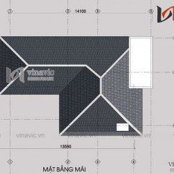 Mẫu nhà 2 tầng mái thái ở nông thôn mặt tiền rộng 9m dài 14m BT1512