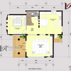 Nhà 2 tầng mặt tiền 10m kích thước 10x12m 4 phòng ngủ hiện đại BT1484