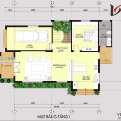 Biệt thự 2 tầng 5 phòng ngủ 120m2 mặt tiền 9m  tân cổ điển BT1479