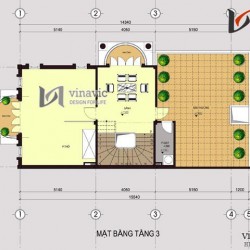 Mẫu nhà đẹp 3 tầng 120m2 4 phòng ngủ mặt tiền rộng 8m BT1483