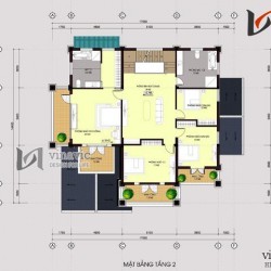 Mẫu nhà 2 tầng 1 tum 4 phòng ngủ mặt tiền 18m chiều sâu 15m  BT1478