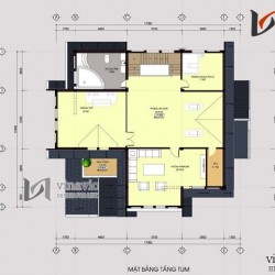 Mẫu nhà 2 tầng 1 tum 4 phòng ngủ mặt tiền 18m chiều sâu 15m  BT1478