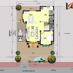 Mặt tiền nhà 2 tầng mái thái ngang 9m chiều sâu 13m thoáng mát BT1501