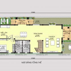 Mẫu thiết kế nhà 2 tầng 120m2 3 phòng ngủ mặt tiền 7m BT1681