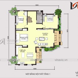 Biệt thự đẹp 2 tầng 140m2 mái thái diện tích 15x12m 5 phòng ngủ BT1821