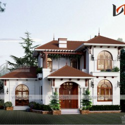 Biệt thự đẹp 2 tầng 140m2 mái thái diện tích 15x12m 5 phòng ngủ BT1821