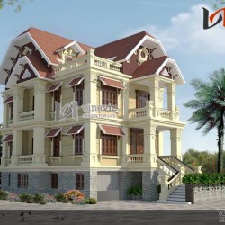 Mẫu thiết kế biệt thự 3 tầng đẹp phong cách cổ điển châu Âu  BTCC1437