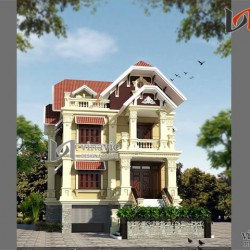 Mẫu thiết kế biệt thự 3 tầng đẹp phong cách cổ điển châu Âu  BTCC1437