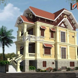 Mẫu thiết kế biệt thự 3 tầng đẹp phong cách cổ điển châu Âu  BTCC1437