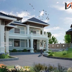Mẫu thiết kế biệt thự cổ điển đẹp trên khuôn viên đất rộng BTCC1413