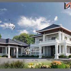 Mẫu thiết kế biệt thự cổ điển đẹp trên khuôn viên đất rộng BTCC1413