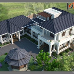 Mẫu thiết kế biệt thự cổ điển đẹp trên khuôn viên đất rộng BTCC1413
