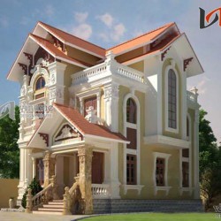 Mẫu biệt thự cổ điển đẹp thiết kế tinh tế hoa văn cầu kỳ BTCC1430