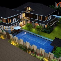 Thiết kế biệt thự phong cách hiện đại 2 tầng BTCC1422