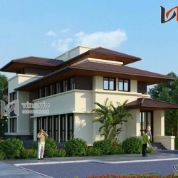 Mẫu biệt thự hiện đại sử dụng vật liệu mới cao cấp BTCC1408