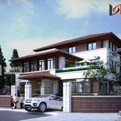 Mẫu biệt thự hiện đại thiết kế nổi bật với vật liệu ốp BTCC1409