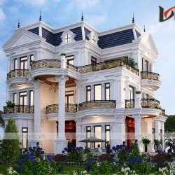 Mẫu biệt thự tân cổ điển 3 tầng kiểu Pháp đẹp lung linh BT2030