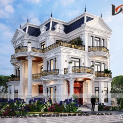 Mẫu biệt thự tân cổ điển 3 tầng kiểu Pháp đẹp lung linh BT2030