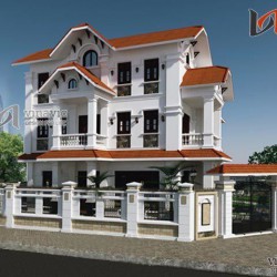 Thiết kế biệt thự nhà 3 tầng tân cổ điển đẹp 2 mặt tiền BTCC1416
