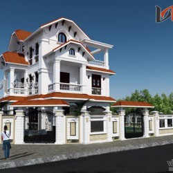 Thiết kế biệt thự nhà 3 tầng tân cổ điển đẹp 2 mặt tiền BTCC1416
