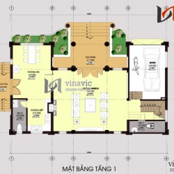 Mẫu biệt thự tân cổ điển đẹp tone màu trắng trang nhã BTCC1431
