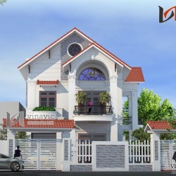 Thiết kế nhà biệt thự tân cổ điển đẹp tiểu cảnh sinh động BTCC1432