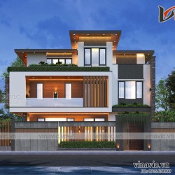 Mẫu nhà đẹp 3 tầng hiện đại mặt tiền rộng  14m sâu 10m ở Quảng Trị BT2013