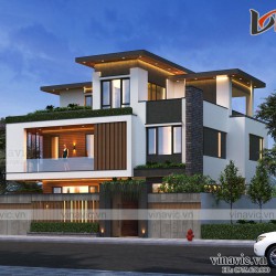Mẫu nhà đẹp 3 tầng hiện đại mặt tiền rộng  14m sâu 10m ở Quảng Trị BT2013