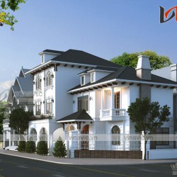 Biệt thự góc 3 tầng mái thái mặt tiền rộng kích thước 18x12m BT1824