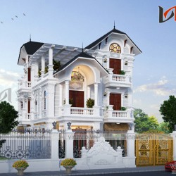 Mẫu nhà 3 tầng mặt tiền 8m sâu 15m mái thái tinh tế từng chi tiết BT1822