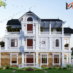 Mẫu nhà 3 tầng mặt tiền 8m sâu 15m mái thái tinh tế từng chi tiết BT1822
