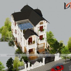 Mẫu nhà 3 tầng mặt tiền 8m sâu 15m mái thái tinh tế từng chi tiết BT1822