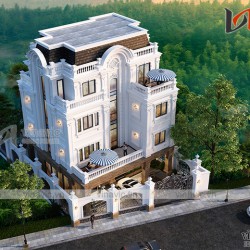 Mẫu nhà biệt thự 4 tầng đẹp phong cách tân cổ điển BT1906