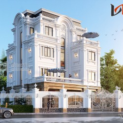 Mẫu nhà biệt thự 4 tầng đẹp phong cách tân cổ điển BT1906