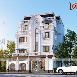 Mẫu nhà biệt thự 4 tầng đẹp phong cách tân cổ điển BT1906