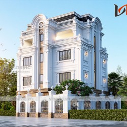 Mẫu nhà biệt thự 4 tầng đẹp phong cách tân cổ điển BT1906