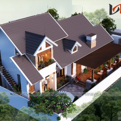 Mẫu thiết kế nhà 1 tầng 1 tum mặt tiền 9m 4 phòng ngủ hiện đại  BT1831