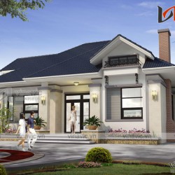 Thiết kế nhà mái thái 1 tầng 3 phòng ngủ 150m2 ở Hòa Bình BT1691