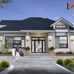 Thiết kế nhà mái thái 1 tầng 3 phòng ngủ 150m2 ở Hòa Bình BT1691