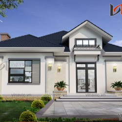 Thiết kế nhà mái thái 1 tầng 3 phòng ngủ 150m2 ở Hòa Bình BT1691