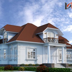 Mẫu thiết kế biệt thự 1.5 tầng đẹp tổ hợp mái thái ấn tượng BT1694