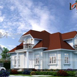 Mẫu thiết kế biệt thự 1.5 tầng đẹp tổ hợp mái thái ấn tượng BT1694