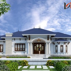 Thiết kế nhà vườn 280m2 4 phòng ngủ mặt tiền 16m ở Hậu Giang BT1804