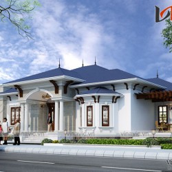 Thiết kế nhà vườn 280m2 4 phòng ngủ mặt tiền 16m ở Hậu Giang BT1804