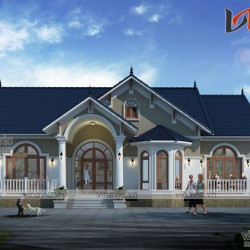 Biệt thự vườn 1 tầng 4 phòng ngủ tân cổ điển Hạ Hòa- Phú Thọ BT1676