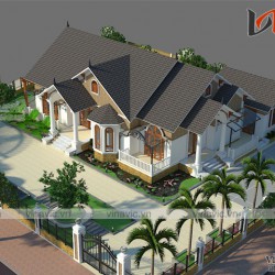 Biệt thự vườn 1 tầng 4 phòng ngủ tân cổ điển Hạ Hòa- Phú Thọ BT1676