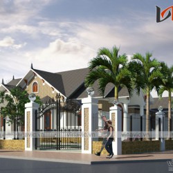 Biệt thự vườn 1 tầng 4 phòng ngủ tân cổ điển Hạ Hòa- Phú Thọ BT1676